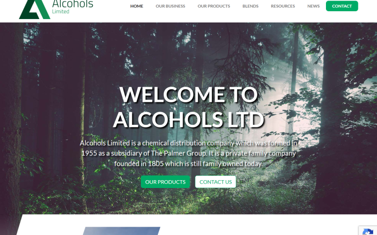 Alcohols Ltd website screenshot